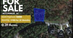 Stunning 0.31 acre-land in Serene McCormick County, SC