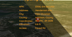 0.57 Acres – Henderson Ave, Pass Christian, MS 39571 – Harrison County