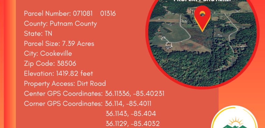 7.39 Acres – 5050 Fire Fly Ln, Cookeville, TN, 38506 – Putnam County